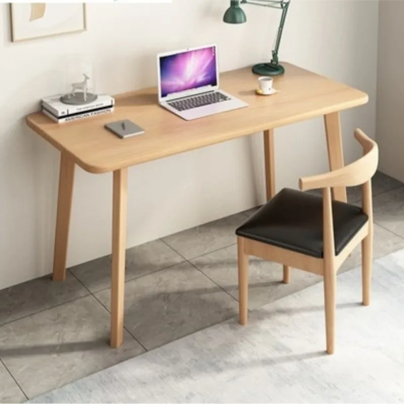 Kanbani Nordic Solid Wood Computer Desk Home Desk Student Writing Desk Modern Minimalist Style Study Desk Desk Table And Chair