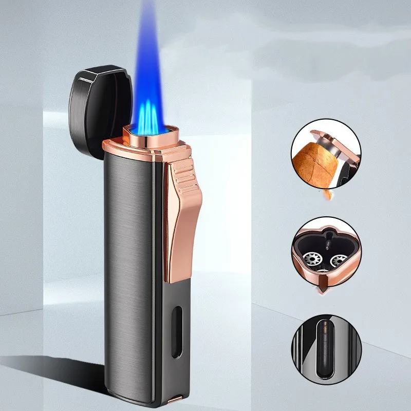 

Three Straight Touch Induction USB Flush Windproof Gas-Electric Lighter Multifunction with Cigar Cutter LED Display Power Gadget