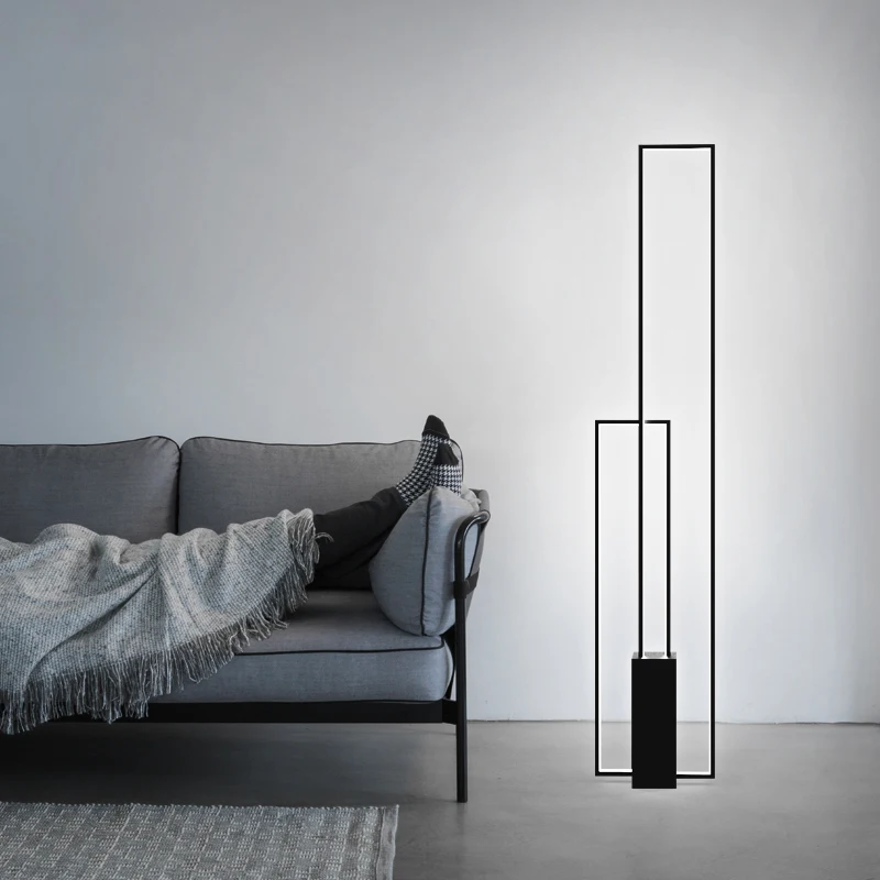 

Modern designer floor lamp Black Rectangle geometry light Living Room Decor Led Loft Hotel Bedroom Bedside Dimmable coffee light