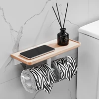 sarihosy white double wooden paper holder with phone shelf wc paper towel storage tissue roll rack for kitchen toilet bathroom