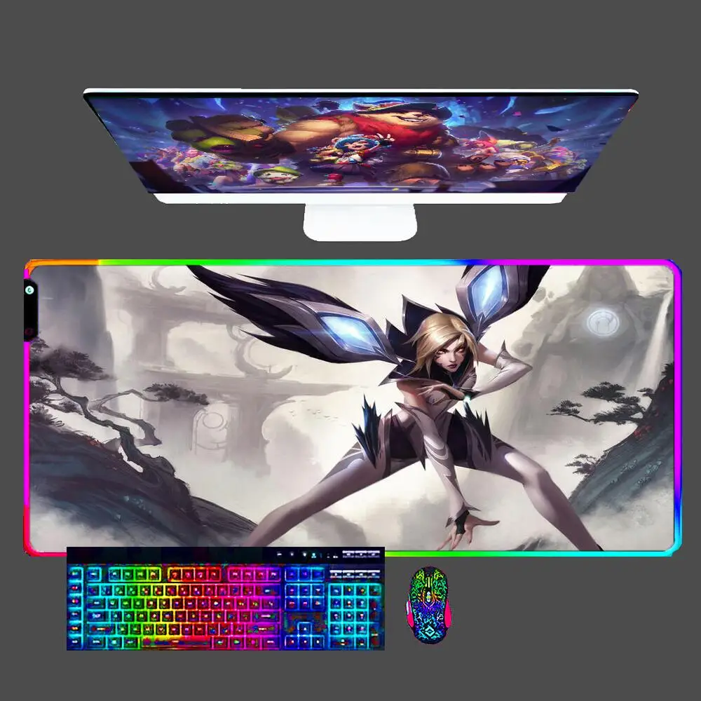 

Kai'Sa League of Legends RGB Mouse pad professional eSports game players Desk LED Rubber Mousepad Lock Edge Speed Keyboard Mat