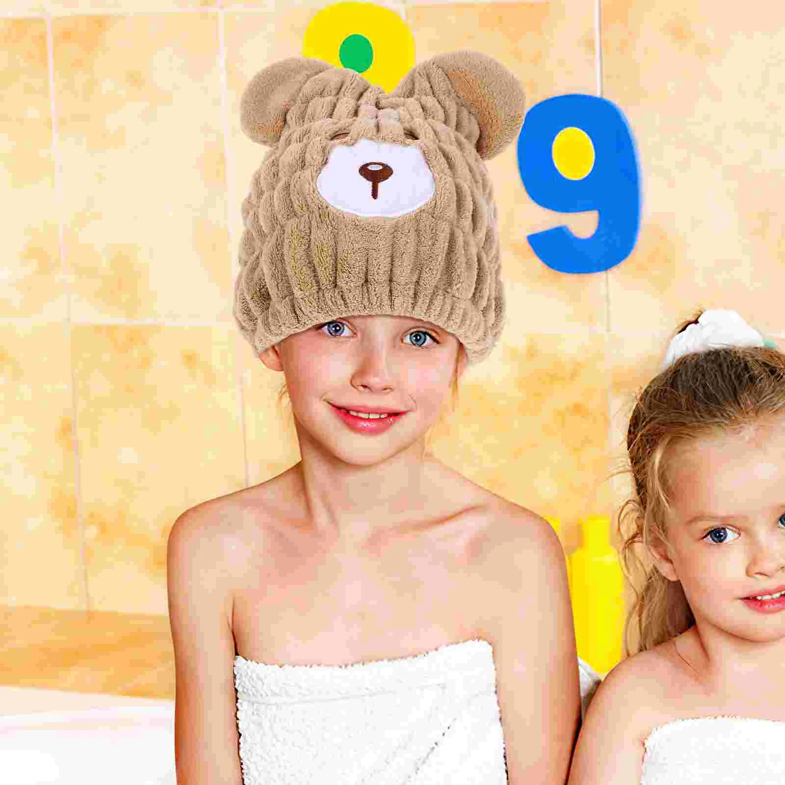 

Absorb Water Child Shower Cap Absorbent Quick Hair Drying Towel Coral Fleece Wrap