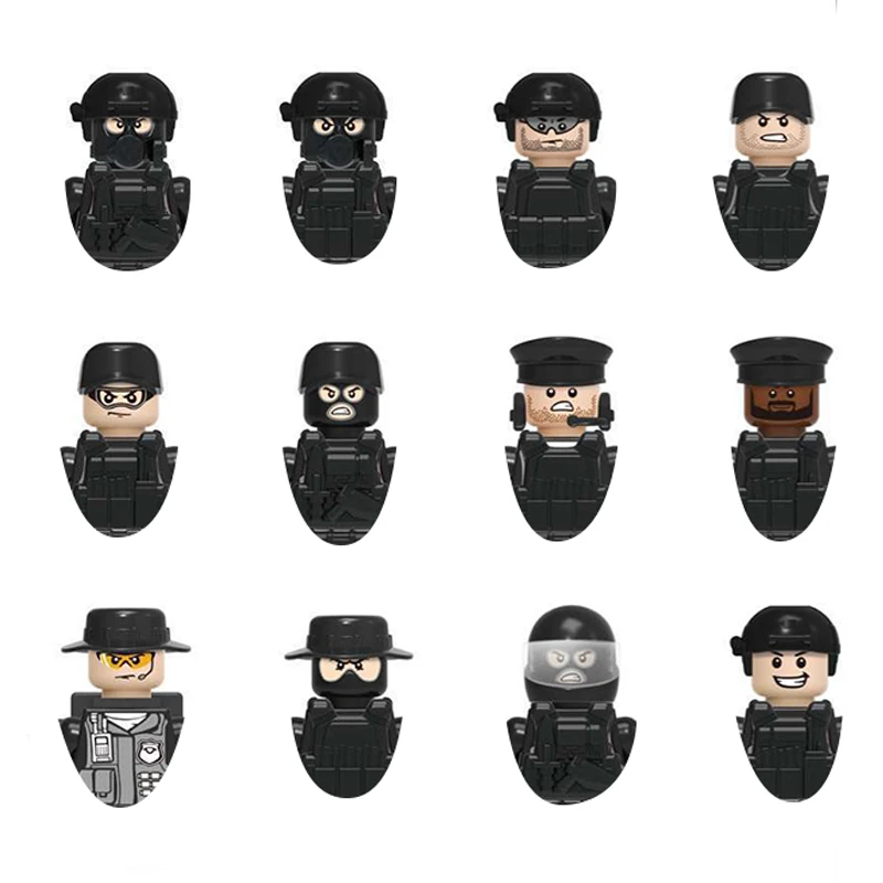 Строительные блоки 12 шт. военные спецназа солдаты кирпичи строительные фигурки
