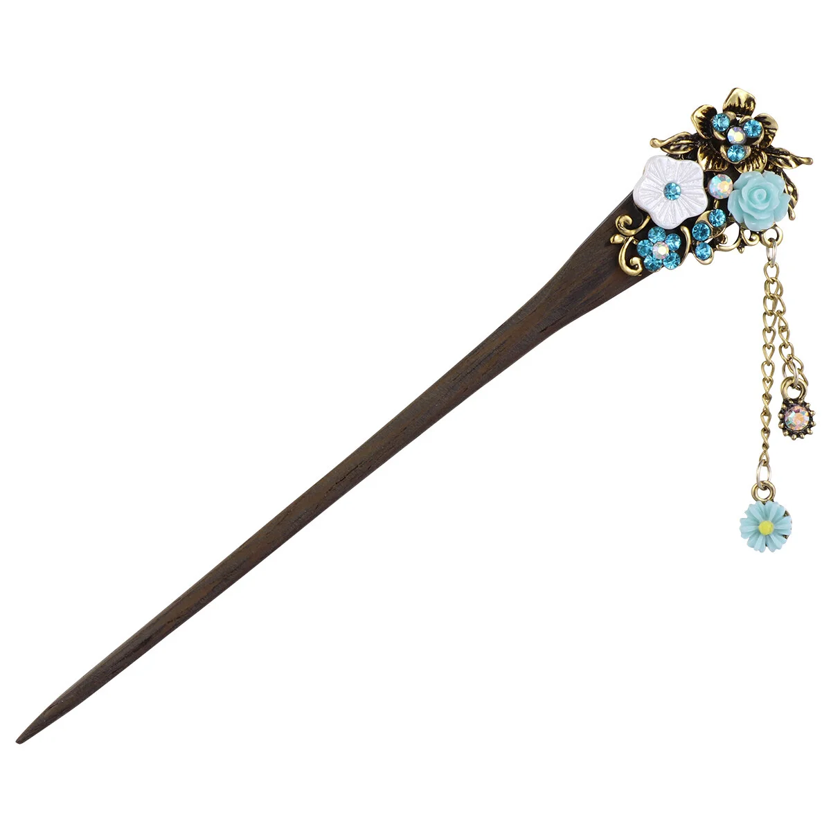 

Frcolor 1PC Stylish Hair Claw Clips For Women Vintage Bronze Hair Pin Traditional Flower Hairpin for Women Hair Styling (Blue)