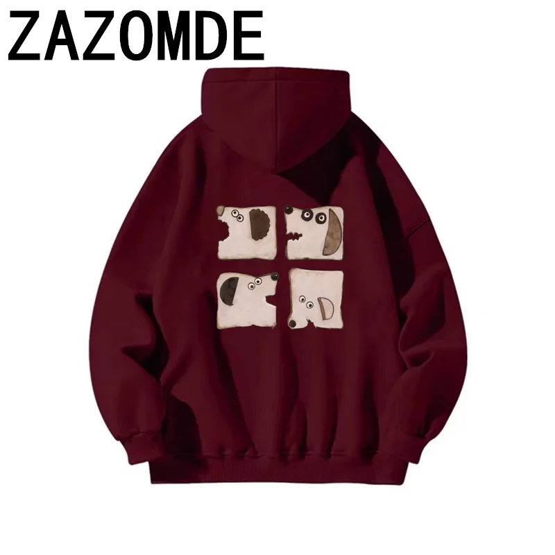 Толстовка с капюшоном ZAZOMDE принтом милой собаки Мужская Осенняя хлопковая