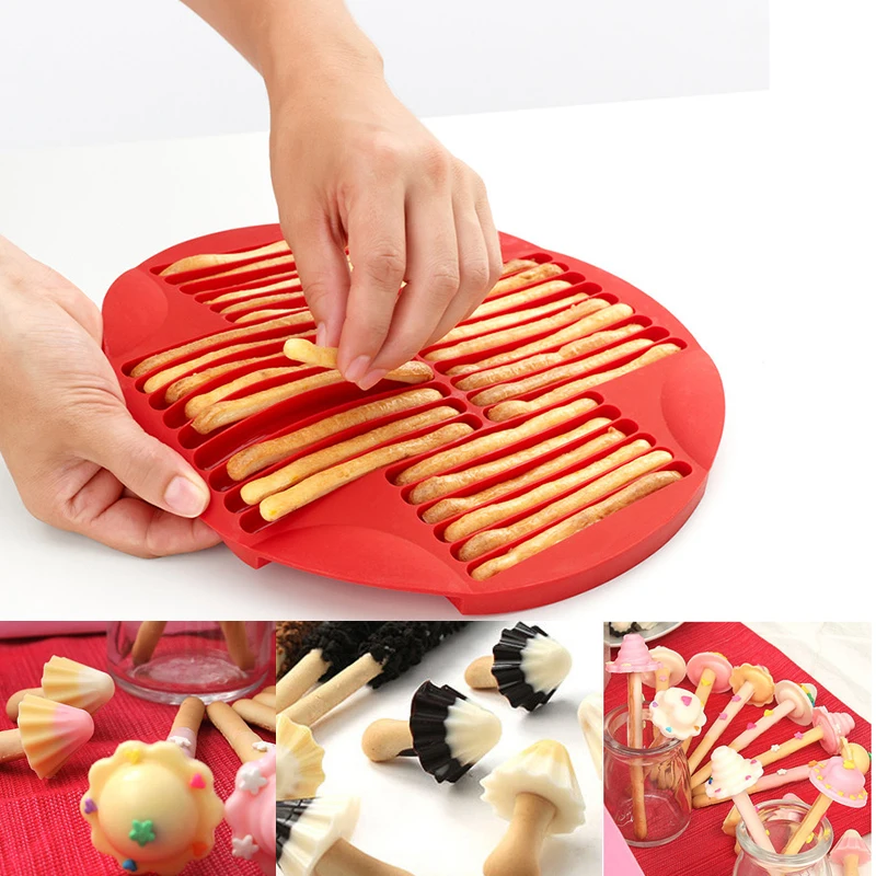 

Silicone Finger Shape Biscuit Molds Long Strip Cookie Baking Tray Chocolate Stick Lollipop Mould