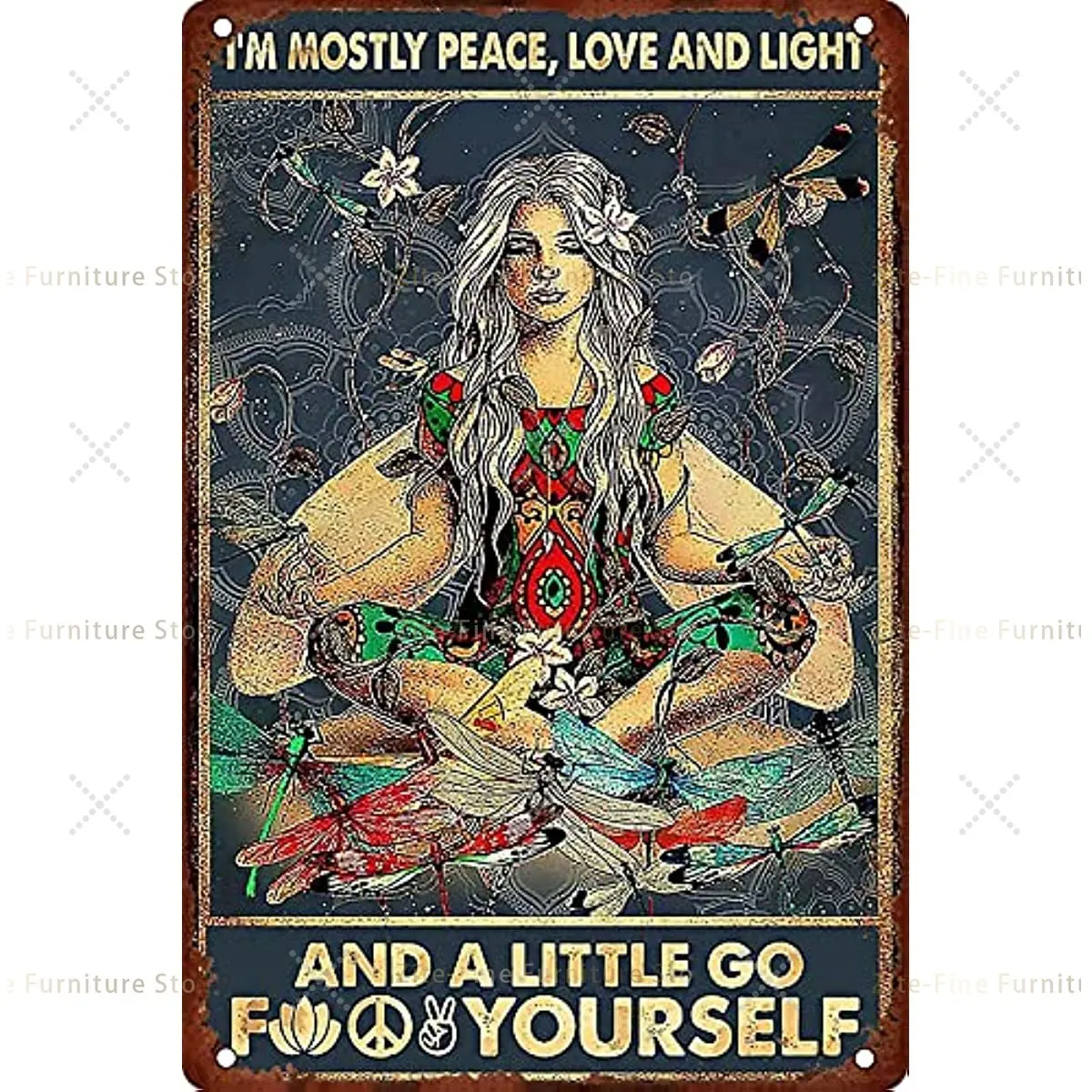 

8x12 Inches I'm Mostly Peace Love and Light Tin Sign Wall Decor Metal Sign Metal Wall Poster Door Plaque Tin Sign
