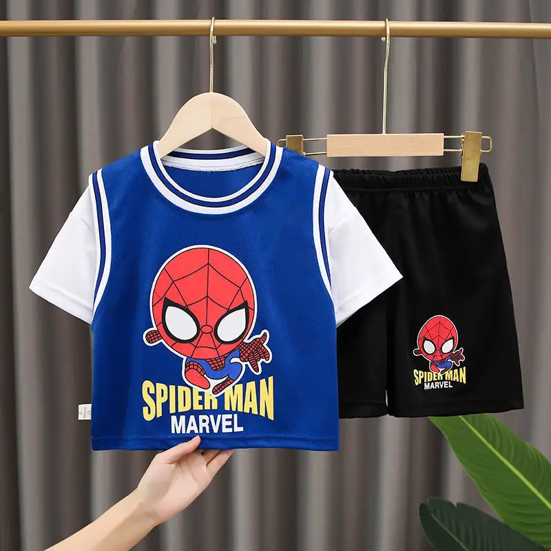 

Baby Sports Two-piece Boy Short-sleeved Quick-drying Suit 2022 New Children's Summer Cartoon Spider-Man Children's Clothing