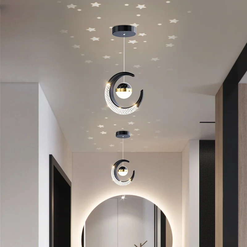 

Modern Crystal Aisle Chandelier Lights For Bedroom Study Entrance Balcony Corridor Creative Acrylic Lamp Indoor Decor Lighting