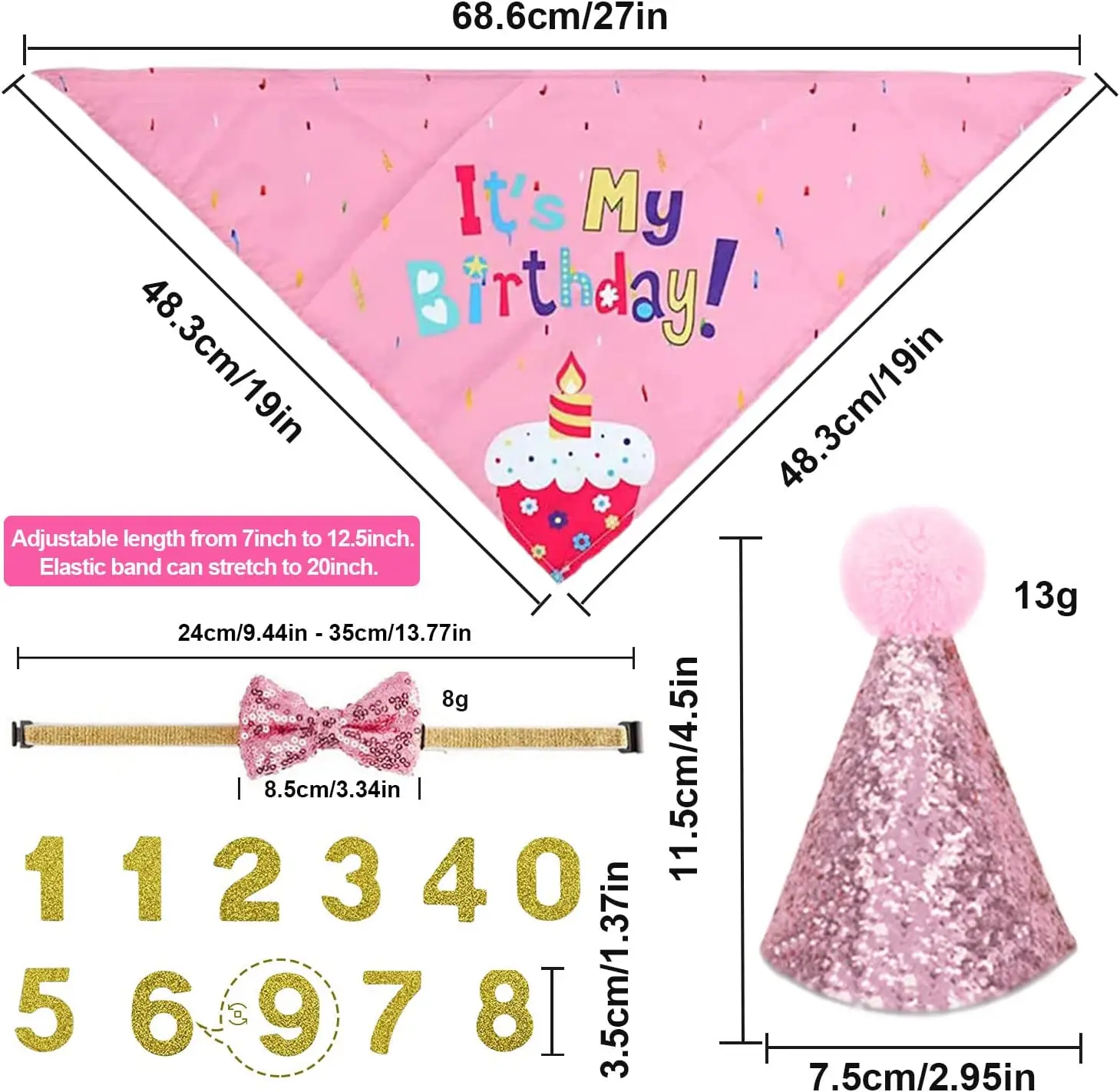 

4 Pieces Dog Birthday Bandana Bow Tie Pet Birthday Hat Gift Set Pet Birthday Party Costume for Puppy Birthday Decoration (Pink)
