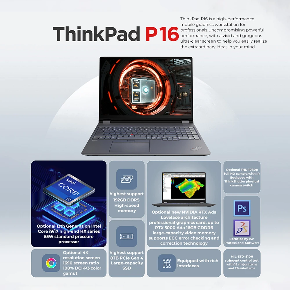 Ноутбук Lenovo ThinkPad P16 13-й Intel Core i7-13700HX/32 ГБ/1 ТБ SSD/Nvidia RTX 3500 Ada/2000 Ada/1000 16-дюймовый 165 Гц 2 5