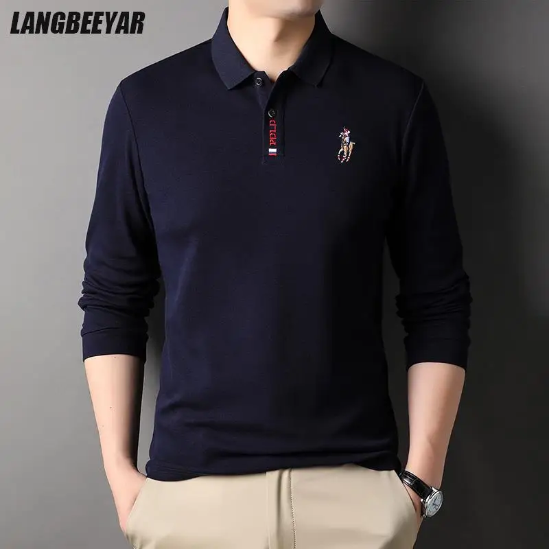 

Top Grade 100 % Cotton Fashion New Brand Designer Luxury Clothes For Men Polo Shirt Casual Long Sleeve Tops Men Clothing