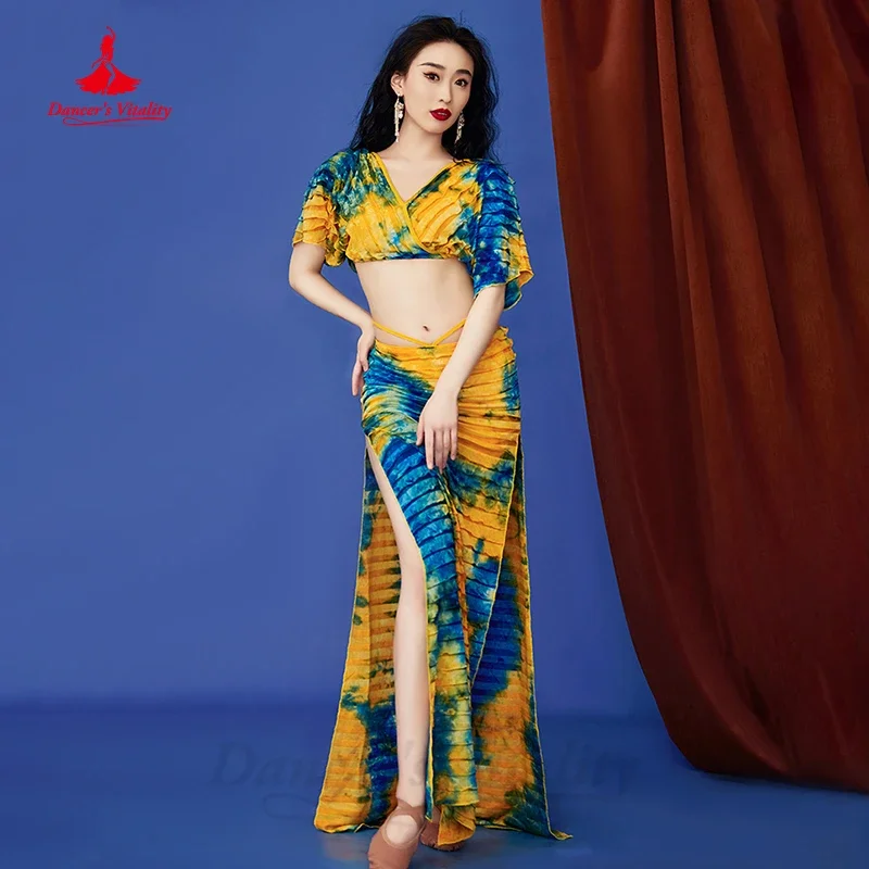 Костюм для танца живота женский бархатный костюм с топом коротким рукавом и