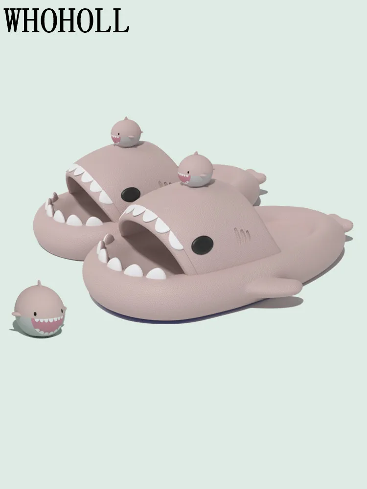 

Funny Shark Ball Slippers Female 2022 Summer Indoor Home Antiskid Couple Shark Cool Slippers Man 4cm Thick Sole Flip Flops