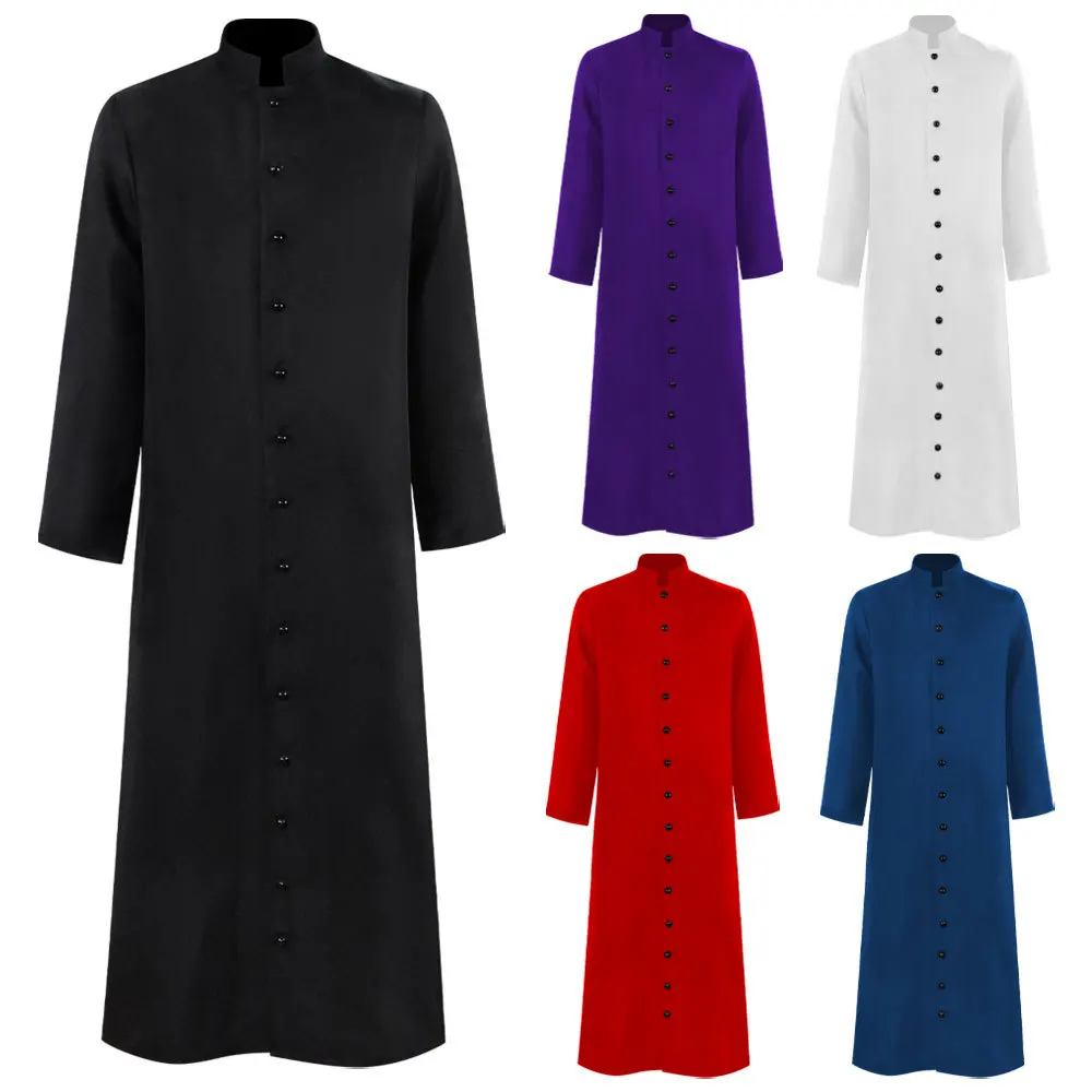 

Halloween Medieval Friar Robe Wizard Costume Priest Cosplay Men Women Church Prayer Priest Coat 6 Color Send A Cross