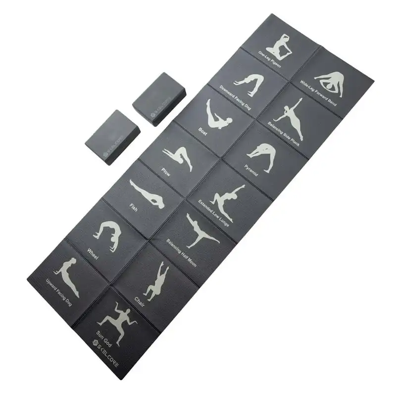 

Starter Kit, Yoga Blocks and Folding Self-guided 0.3cm Thick Yoga Mat, PVC