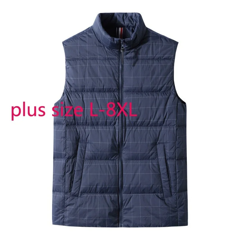 

New Arrival Fashion Super Large Men Oversized Stand Collar Light Thin Casual Sleeveless Autumn Winter Down Vest Plus Size M-8XL