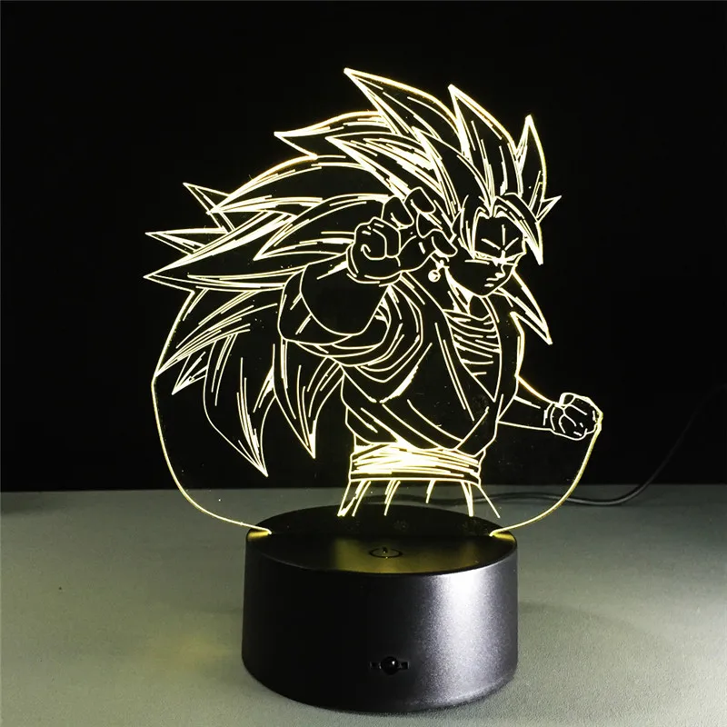 Naa Dragon Ball Z Goku Super Saiyan 3 фигурка 3D ночник 7 цветов Сенсорная настольная лампа Модель