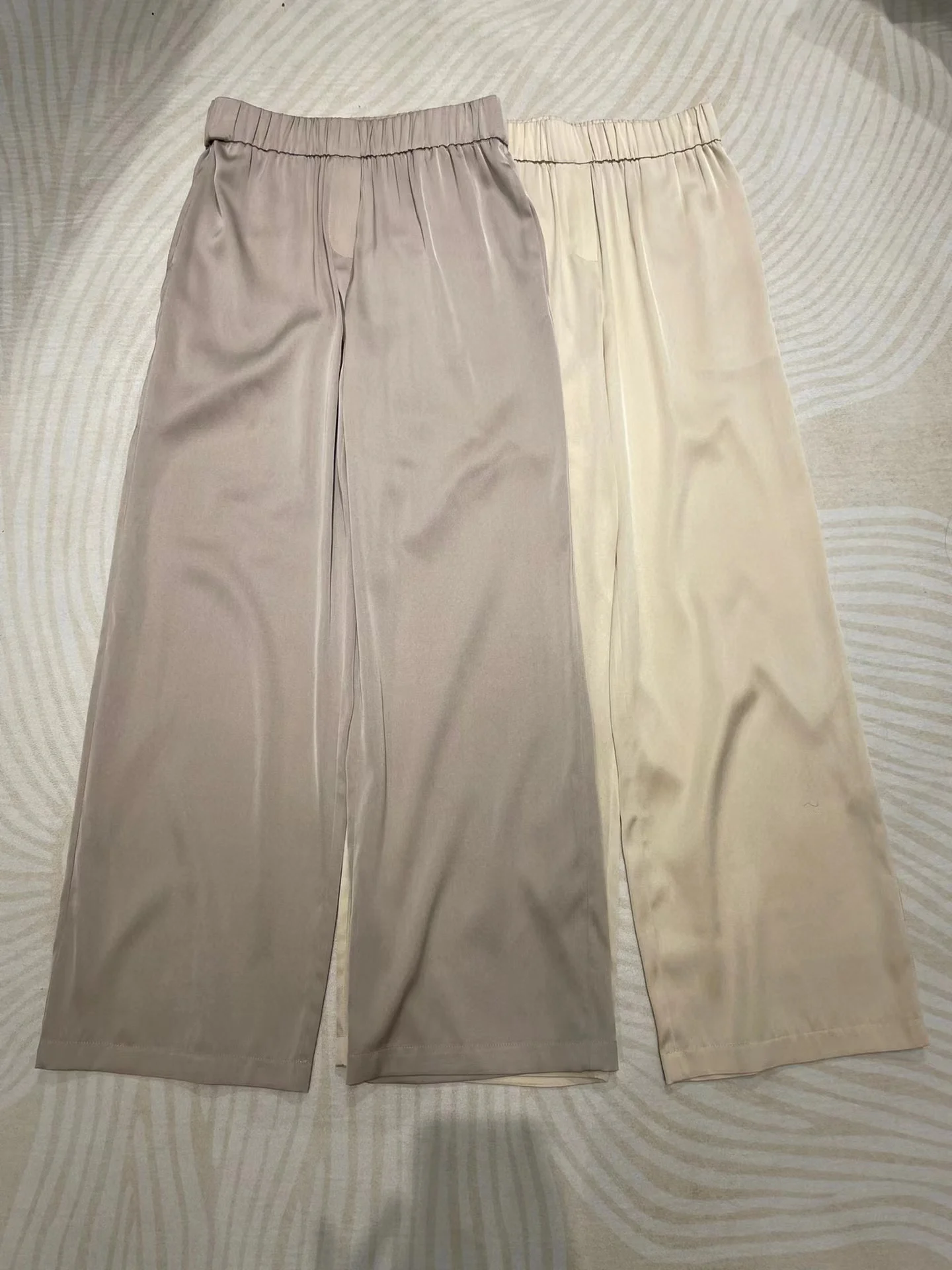 

90% Silk Stretch 2022 Summer Luxury Collection Elegant Women Casual Elastic Waist Wide Leg Pants