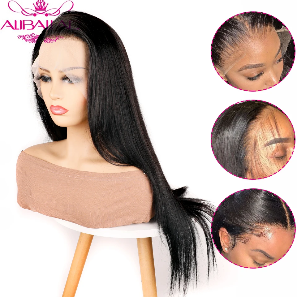 13x4 Lace Front Human Hair Wigs Pre Plucked Hair Line Brazilian Straight Lace Frontal Wig With Baby Hair Aliballad Remy Hair