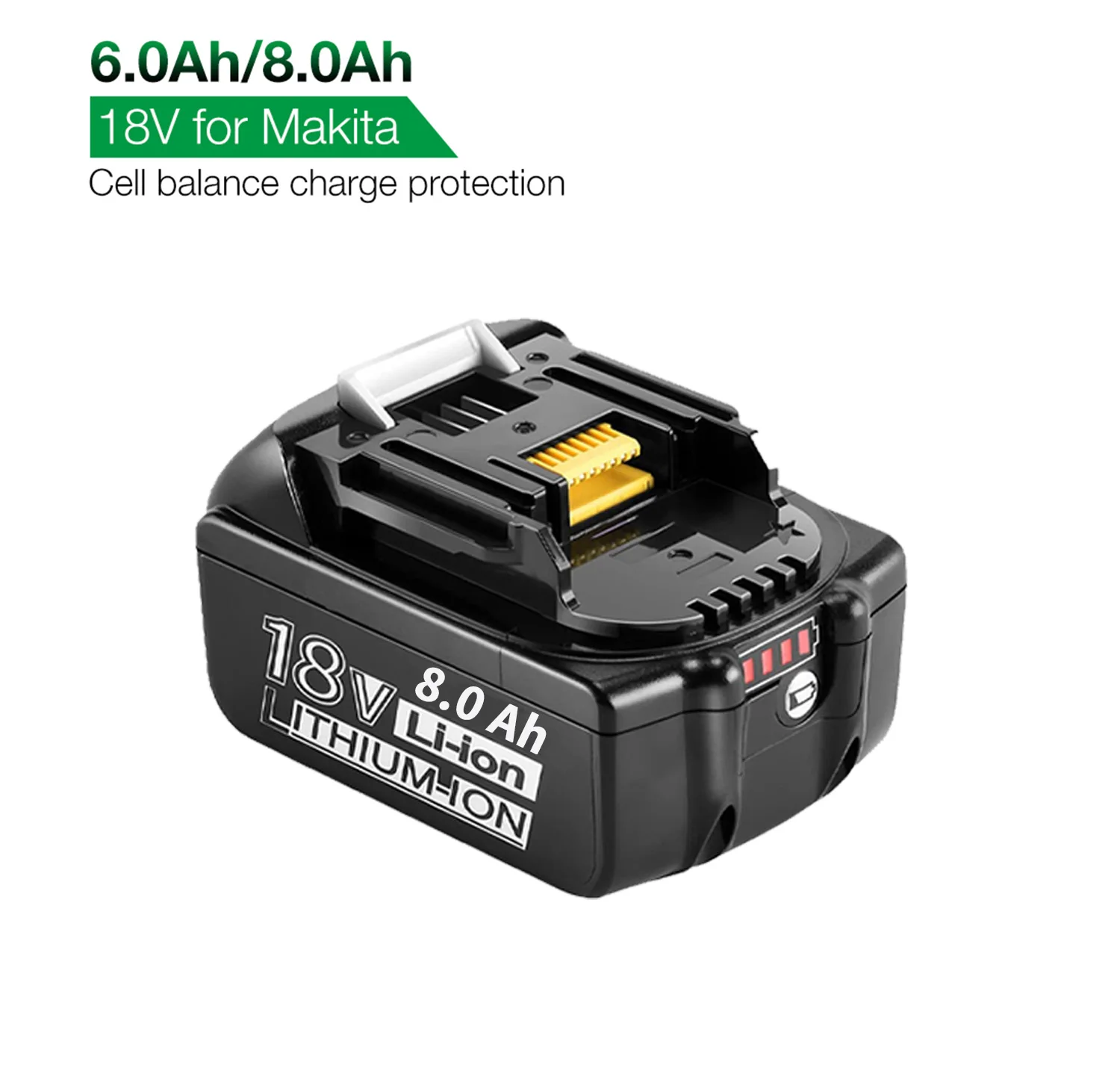 

Литий-ионная аккумуляторная батарея BL1830 8.0Ah 18V 8000mAh для MAKITA BL1815 BL1820 BL1840 BL1880 BL1860 BL1850 LXT400