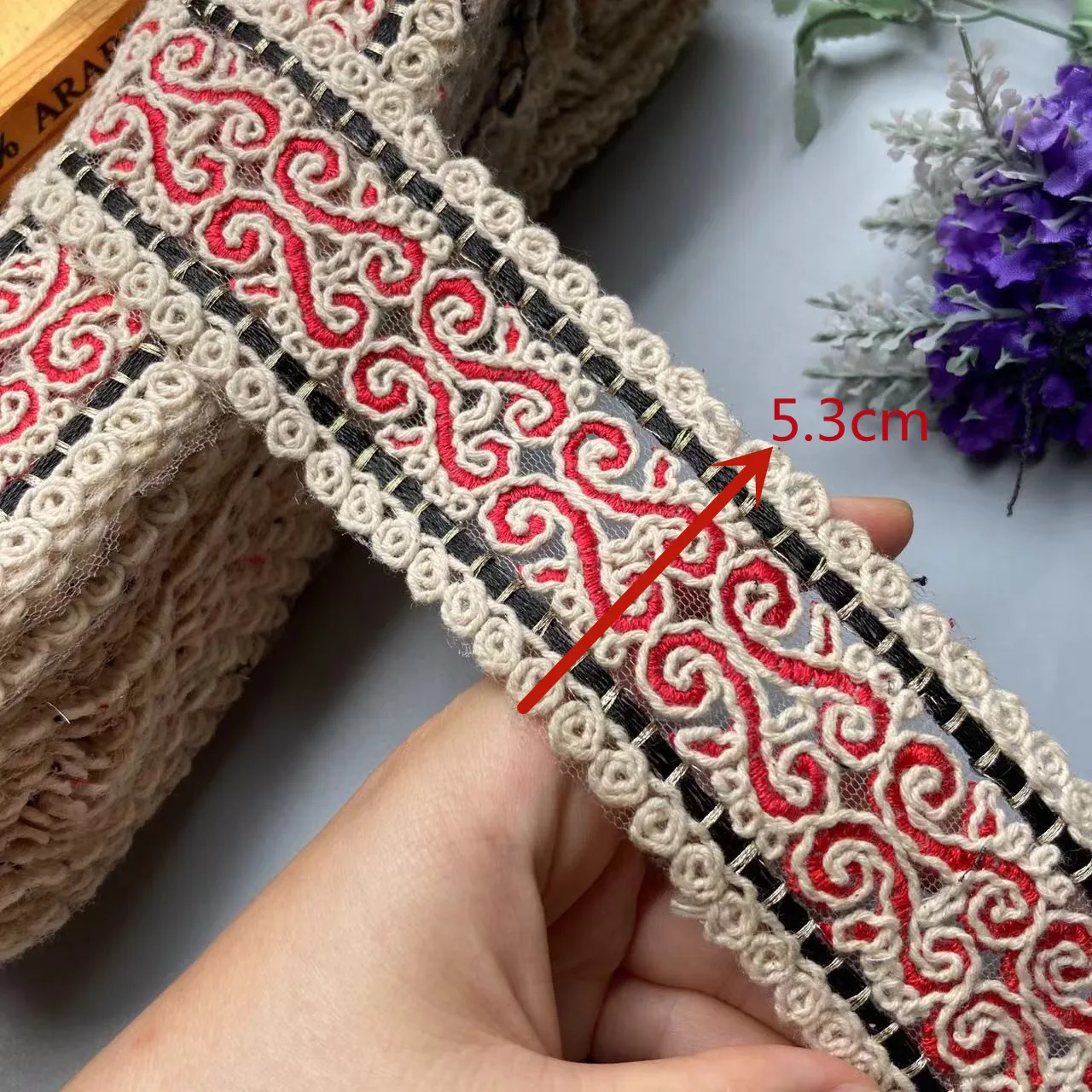 1 ярд красные блестки кружевная ткань вышивка ленты Цветочная отделка сделай сам