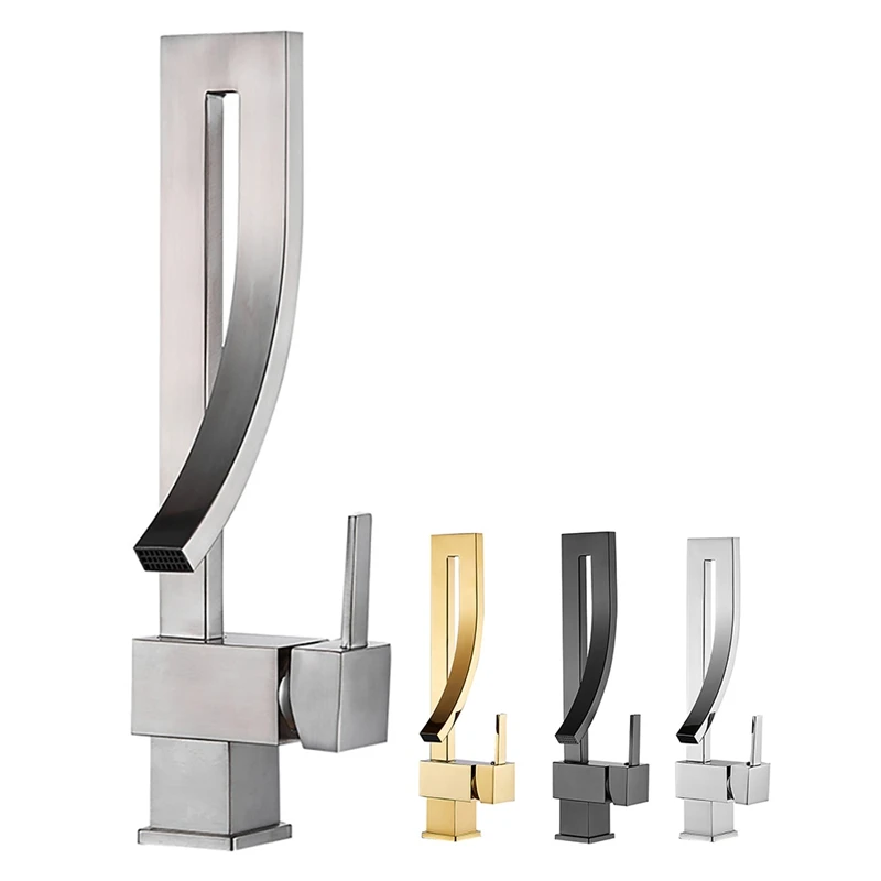 

Bathroom Basin Faucets Brass Faucet Single Handle Faucet Square Bathroom Sink Faucet Hot and Cold Mixer Water Tap