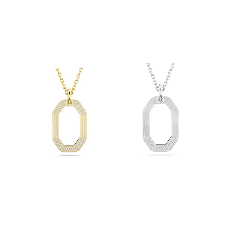 

2023 SW New Jewelry Octagon Small Size White Shiny Gemstone Gold-plated Necklace Romantic Luxury Jewelry
