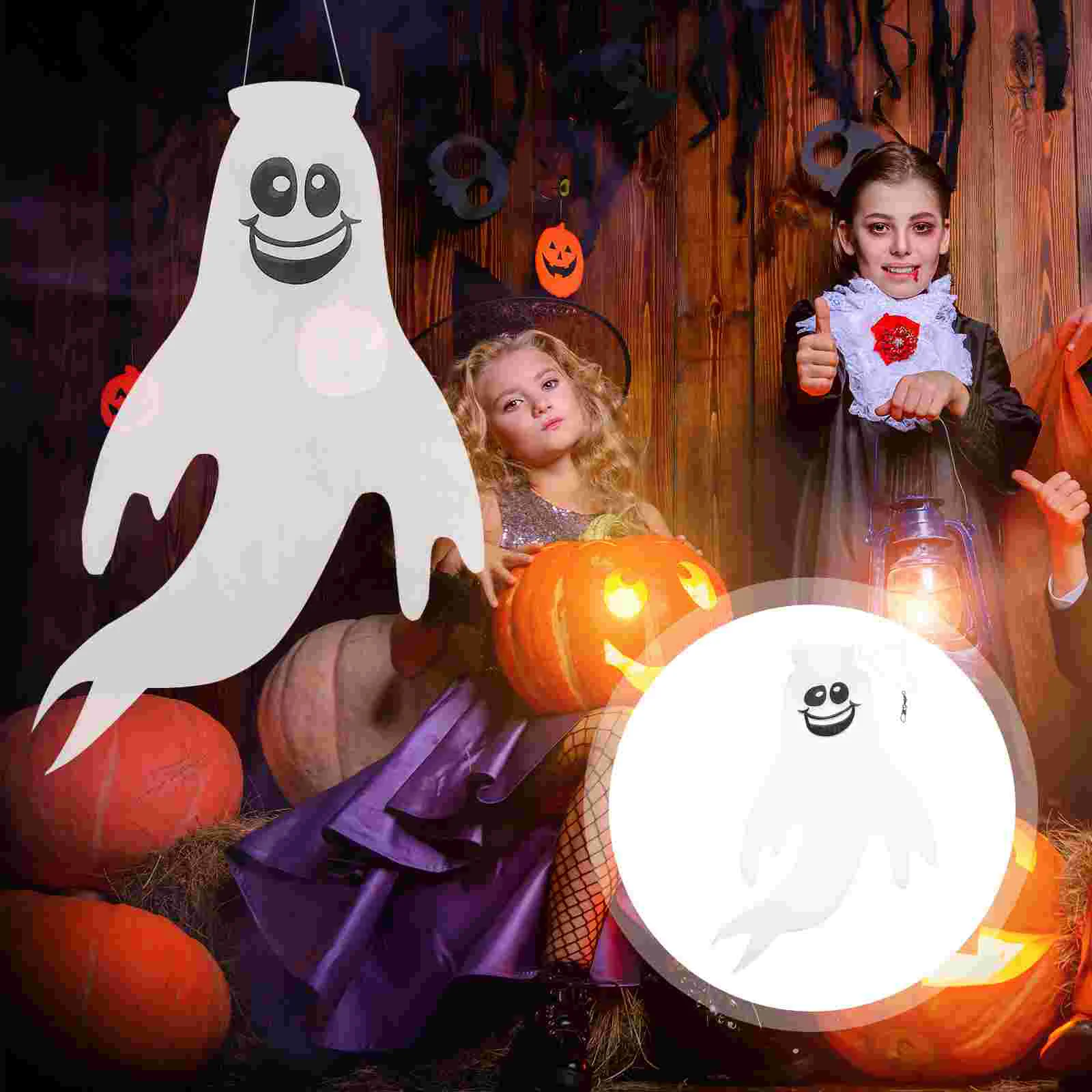 

1pc Festive Decorative Ghost Design Windsock Hanging Decor Ornament