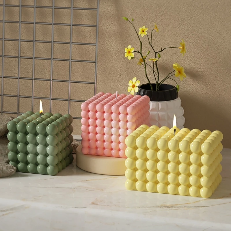 

Non-stick Bubble Cube Candles Silicone Mold 3D Aromatherapy Plaster Candle Hand-made Baking Chocolate Dessert Cake Mould Tool