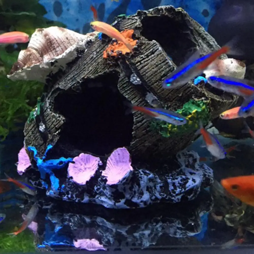 

Artificial Resin Aquarium Shell Barrel Fish Tank Shrimp Hiding House Cave Decor