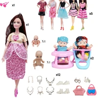 kieka new family 27pcs set1 pregnant mom doll26pcs accessories for barbie toys for children educational toy birthday gift lols
