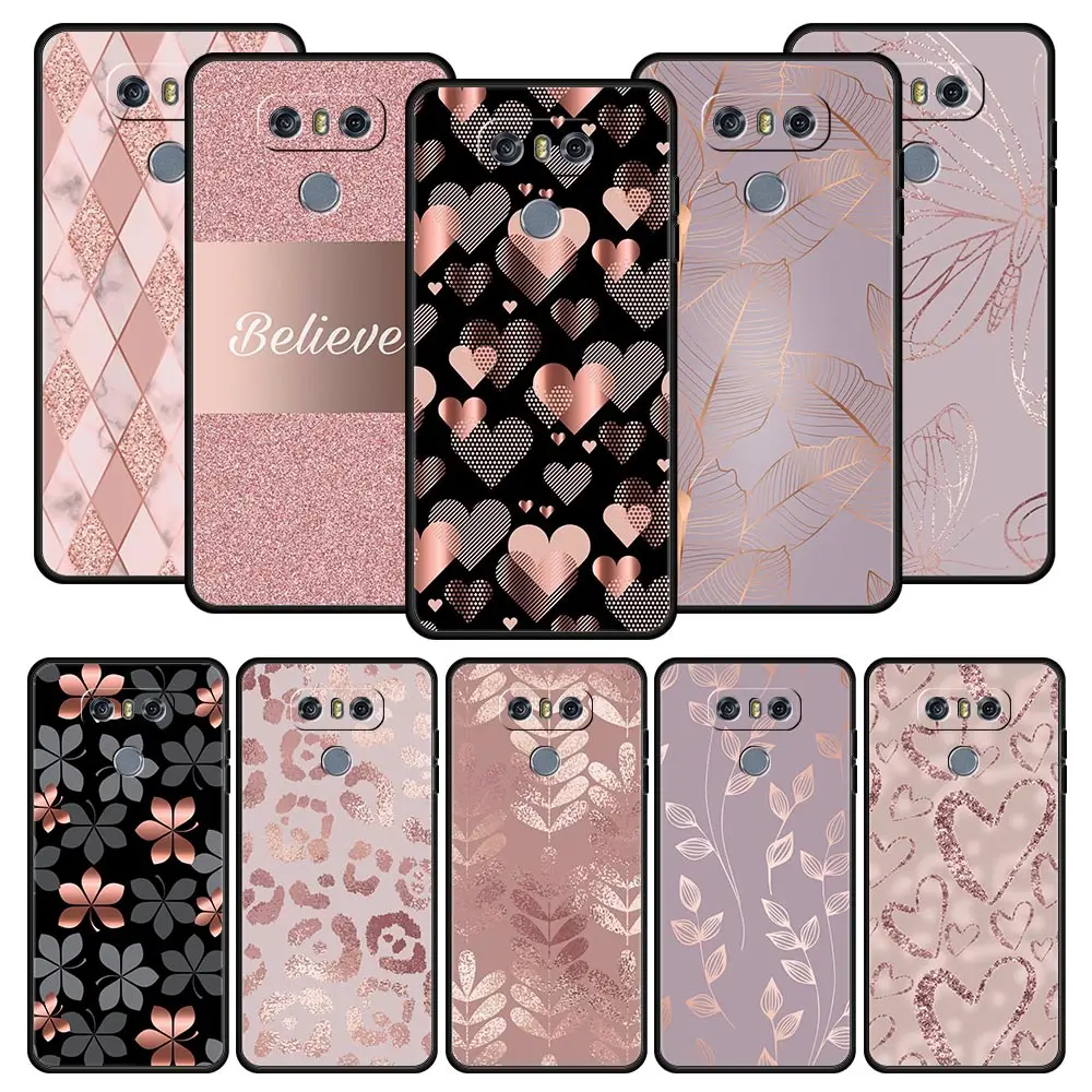 

Phone Case For LG K50s K41s K42 K40 K61 K50s K50 K22 G7 G8 G9 Q60 Q6 Q7+ Silicone Back Cover Gold Rose Love Heart Shell Caso