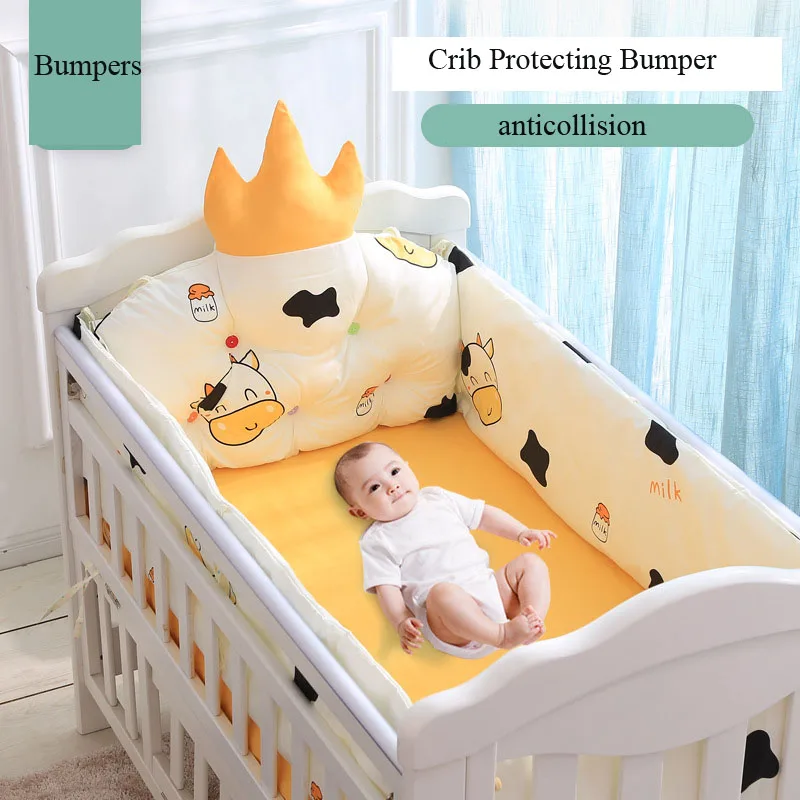 70*130cm Baby Crib Bumpers Cartoon Newborn Crown Bedding Sets Bed Around Cot Sheet Cotton Thickening Bumper For Baby ZT122