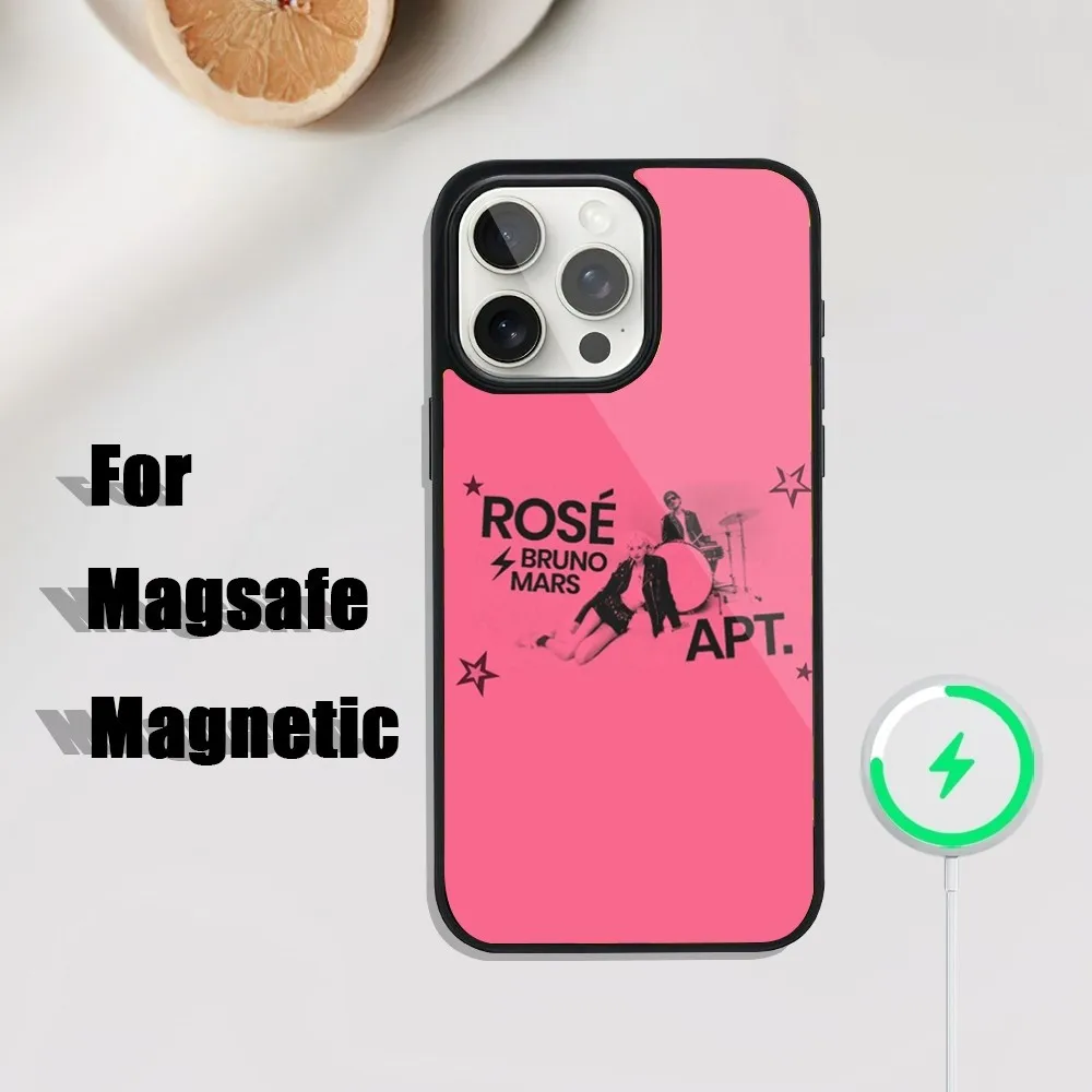 Music Apt Rose Phone Case For iPhone 16 15 14 13 12 11 Plus Pro Max Mini Magsafe Magnetic Wireless Charging