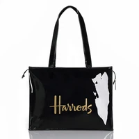 horizontal edition pvc reusable shopping bag eco friendly london lady shopper bag large capacity waterproof handbag shoulder bag