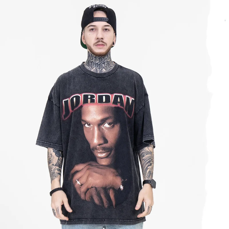 

Graphic T shirts Harajuku Oversized T-shirt Men Streetwear Vintage Tee 100% Cotton Retro Wash Tops Summer Short Sleeves Clothing