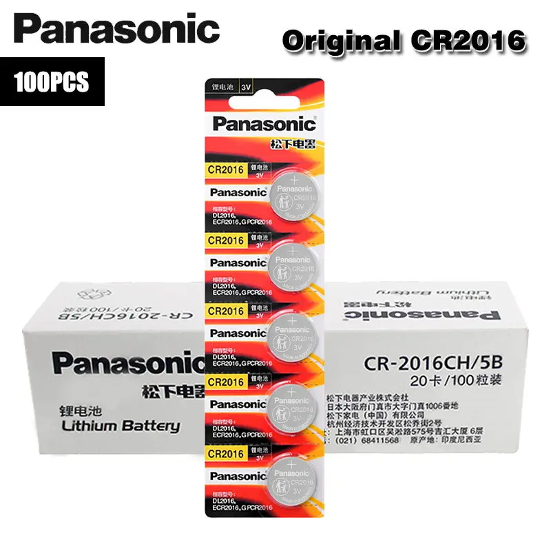 100PCS/lot PANASONIC Original CR2016 Button Cell Battery 3V Lithium Batteries CR 2016 for Watch Toys Computer Calculator Control