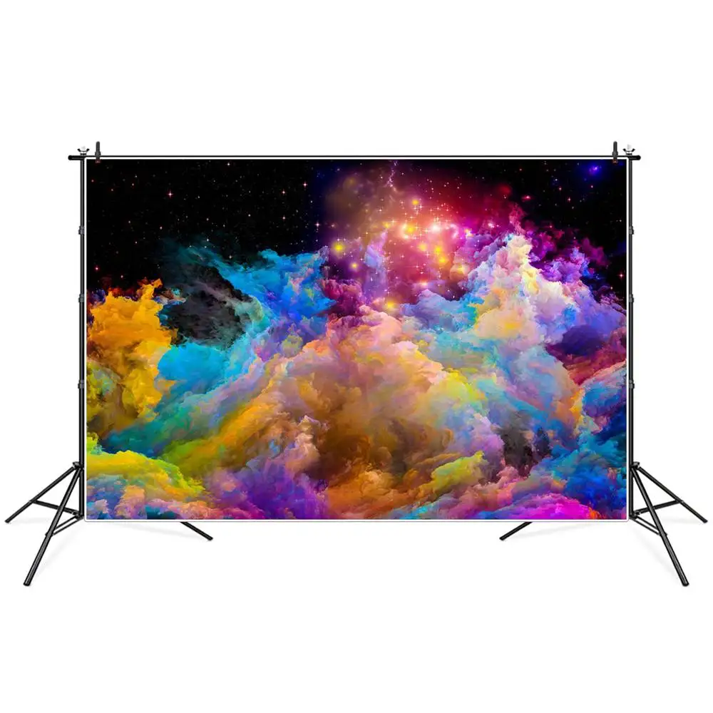 

Colorful Cloud Nebula Starrysky Photography Backgrounds Custom Fantastic Baby Party Decoration Ins Studio Photo Backdrops Props