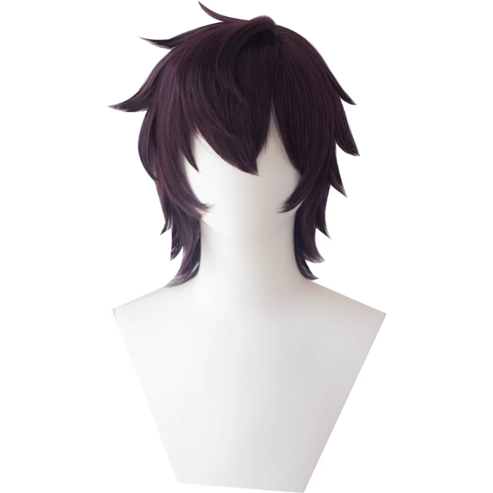 

High Quality Vtuber Shoto Cosplay Wig Purple Black Short Heat Resistant Synthetic Hair Anime Halloween Party Wigs + Wig Cap