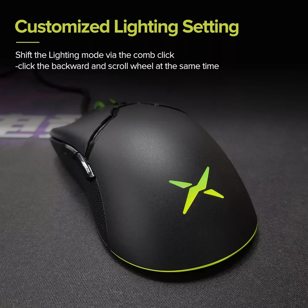 

2023New Delux M800 Ultra-Light PMW3389 16000DPI Wired Gaming Mouse 58g RGB 6 Buttons Fully Programmable Ergonomic For PC Gamer