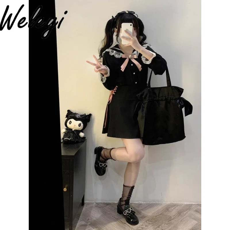 Милые Японские Женские топы в стиле &quotЛолита&quot осенняя уличная одежда новые