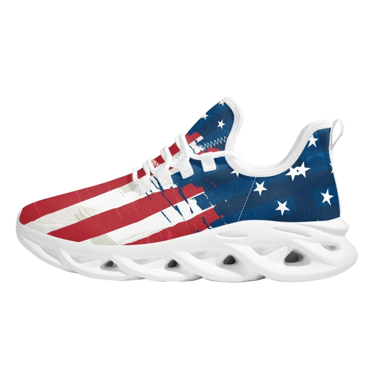 Belidome American Flag Design Shoes Womens Athletic Running Mesh Breathable Casual Sneakers Lace Up Walking Footwear Zapatos