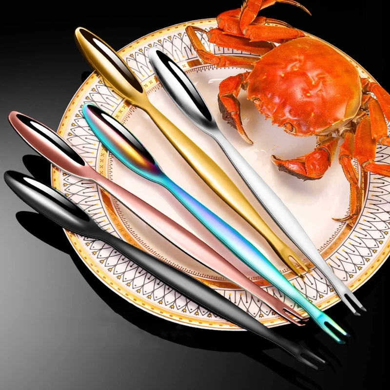 

Stainless Steel Fork Spoon 2 in 1 Crab Shape Die Cast Seafood Tools Easy to Use Environmental protection and Safety Gift