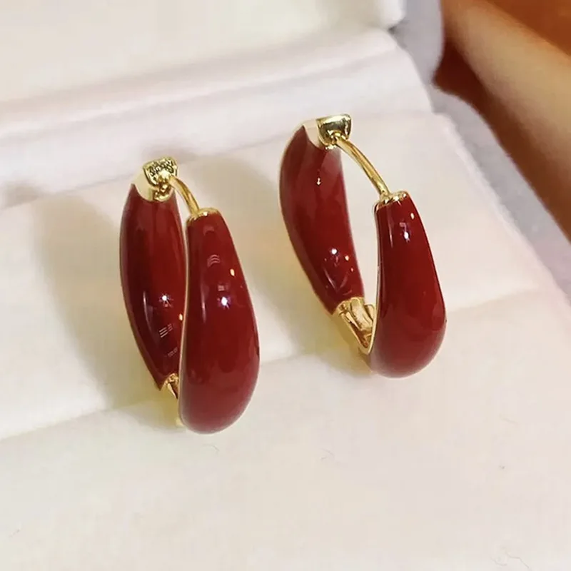 

Temperament Senior Sense Dripping Oil Ear Buckle Ear Ring 2023 New Tide Exquisite Net Red Everything Pair Earrings Female