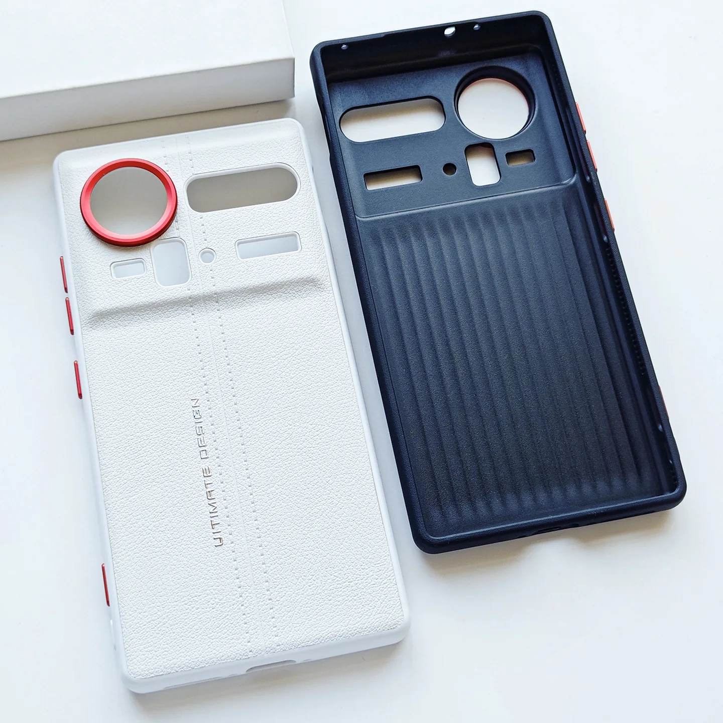 Фото Для ZTE nubia Z80 и Z70 & Z70S Ultra Чехол из искусственной кожи, приятный для кожи, контрастный цвет, рамка для объектива с клавишами, защитная задняя мягкая крышка №4