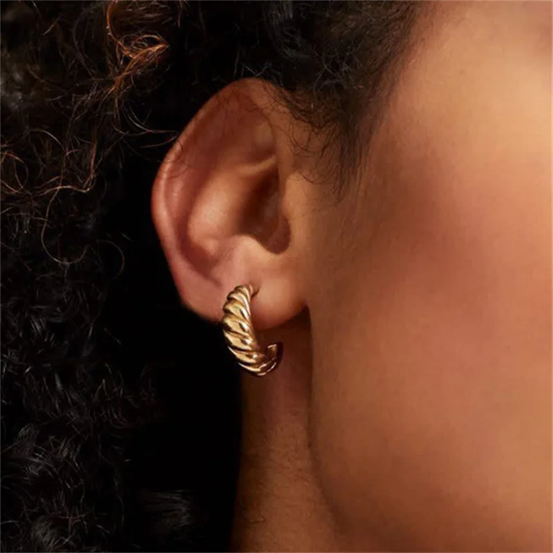 

Orazio Stainless Steel Hoop Earrings for Women Vintage Croissant Simple Round Circle Ear Rings Accessories High Party Jewelry