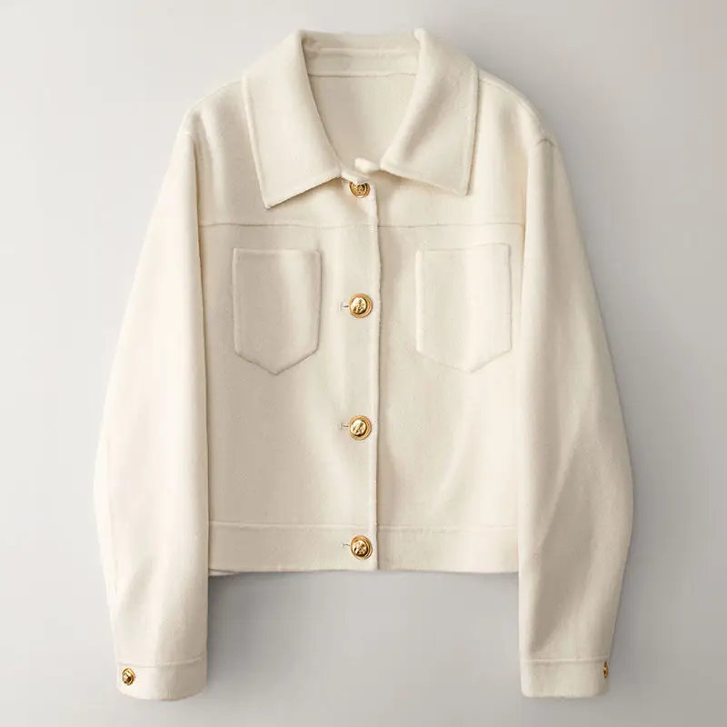 

10% Cashmere 90% Australian Wool 2023 Autumn New Double sided Wool Women's Casual Coat