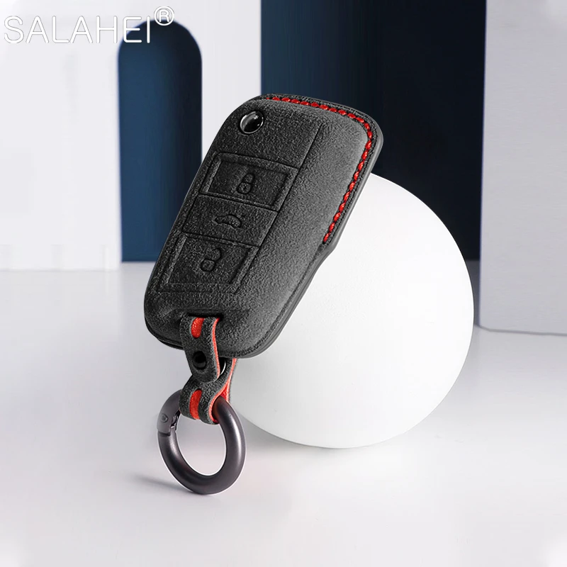 

Alcantara Suede Leather Car Key Case Cover For VW Volkswagen Polo Lavida Bora Sagitar Tiguan Golf 7 For Skoda Octavia Keychain