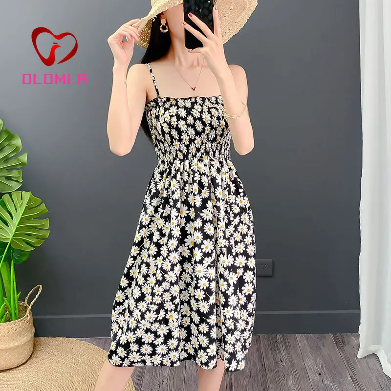 

45 Color Summer Strapless Pleated Women Chiffon Dresses Female High Waist Spaghetti Strap Mini Dress Mujer Vestidos Dropshipping